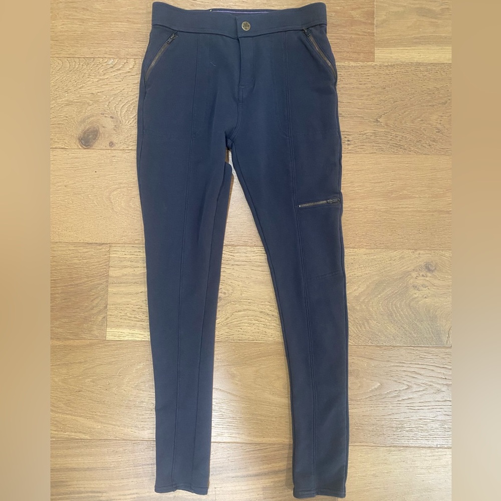 Matilda Jane moto style zipper womens dark gray leggings size S EUC